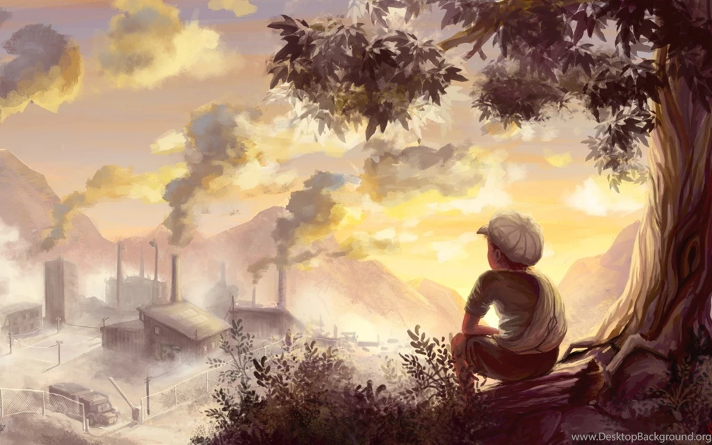 Factory Boy Under Tree Art Drawing HD Free Wallpapers Nova Wallpapers