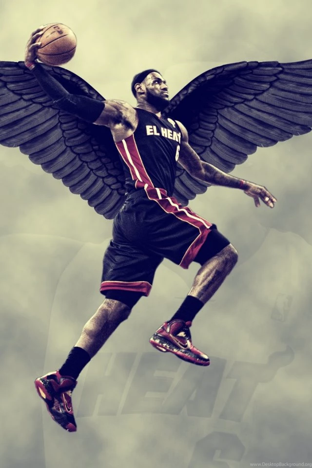 Download Wallpapers 640x960 Lebron James, Miami Heat, Wings, Sky ...