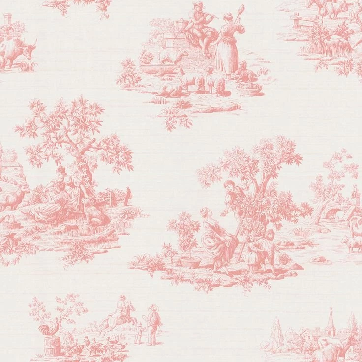 Brewster Pink Vintage Toile Wallpapers