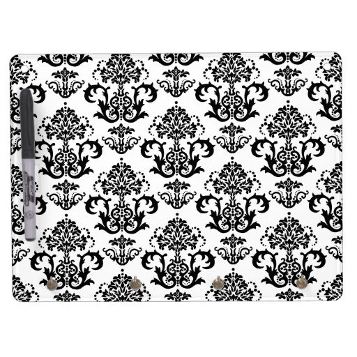 Classic Black & White Damask Wallpapers Print Dry Erase Board With ...