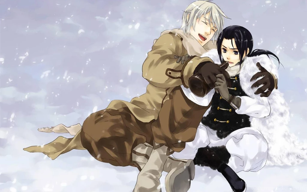 Snow China Russia Alcohol Outdoors Anime Black Hair White Hair ...