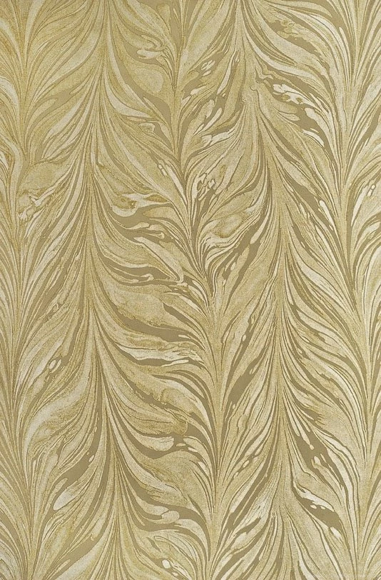 Ebru Marbled Effect Wallpapers Old Gold