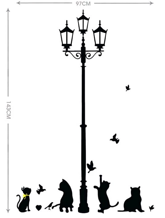 Cute Black Cat Cartoon Children Wall Sticker 50*70cm Stickers ...