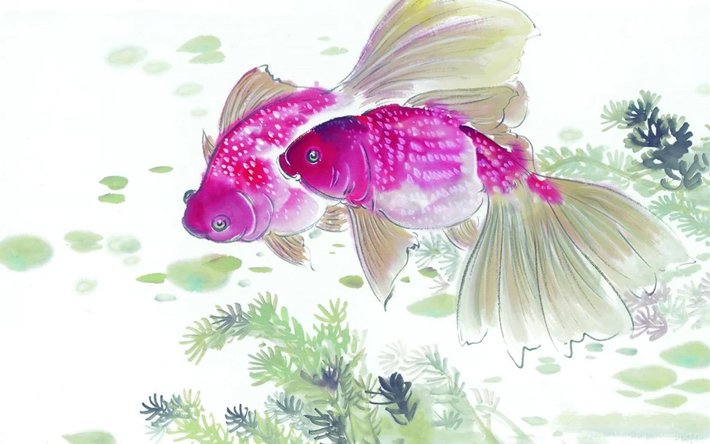 Chinese Ink Painting Of The Mid Fish Desktop Wallpapers 16 ...