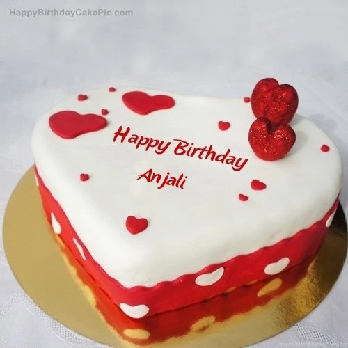 Ice Heart Birthday Cake For Anjali