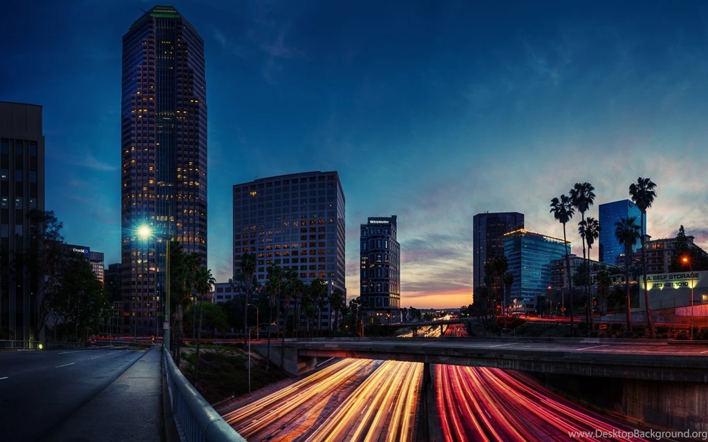 Cityscapes: Los Angeles Evening Road Lights Usa Cityscape Free ...