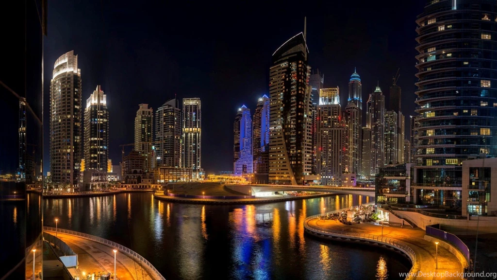 Abu Dhabi Cityscape At Night HD Desktop Backgr
