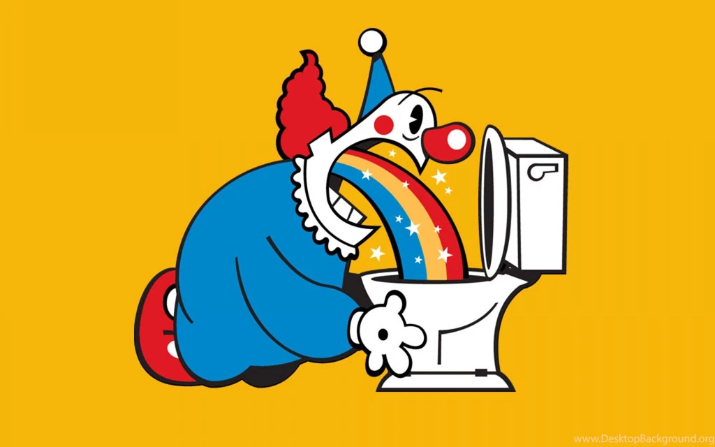 Rainbows,clowns,yellow Background,toilets Backgrounds Wallpapers