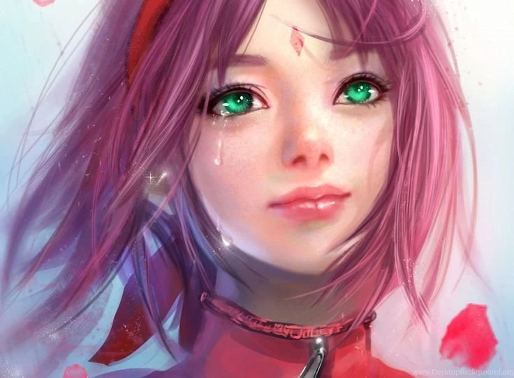 Anime Naruto Tears Pink Hair Green Eyes Anime Girl Sakura Haruno ...