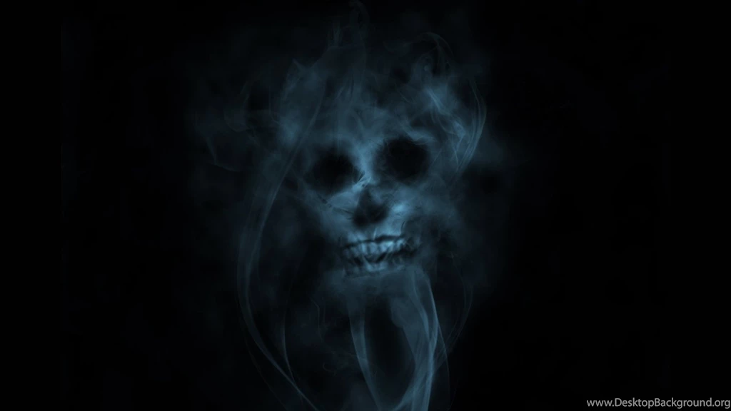 Wallpapers Black Skull Laptop Smoke Light Green 1366x768