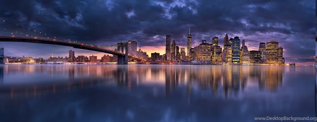 Landscape, Cityscape, Skyscraper, Bridge, Lights, Clouds ...