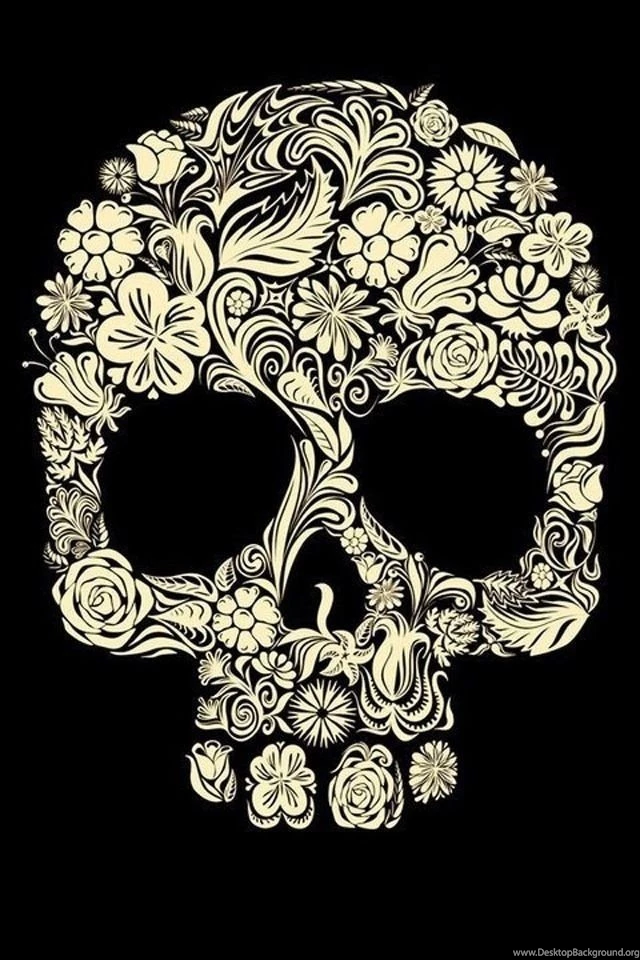 Flower Sugar Skull iPhone 4 Wallpapers (640x960)