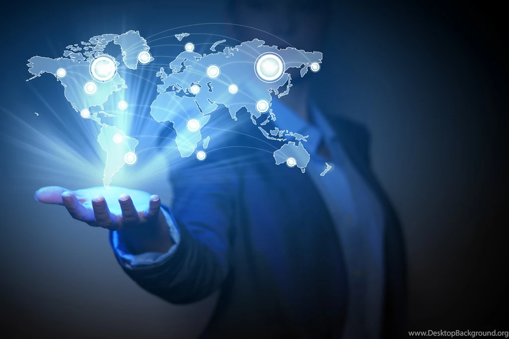 Blue Global Technology Backgrounds With The Planet Earth Map