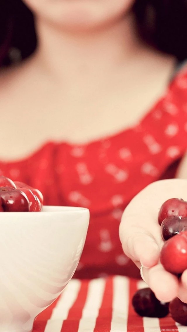 Wallpaper: Food, Cherry, Red, Fruits, Ceramic Bowl, Hands, Lady ...