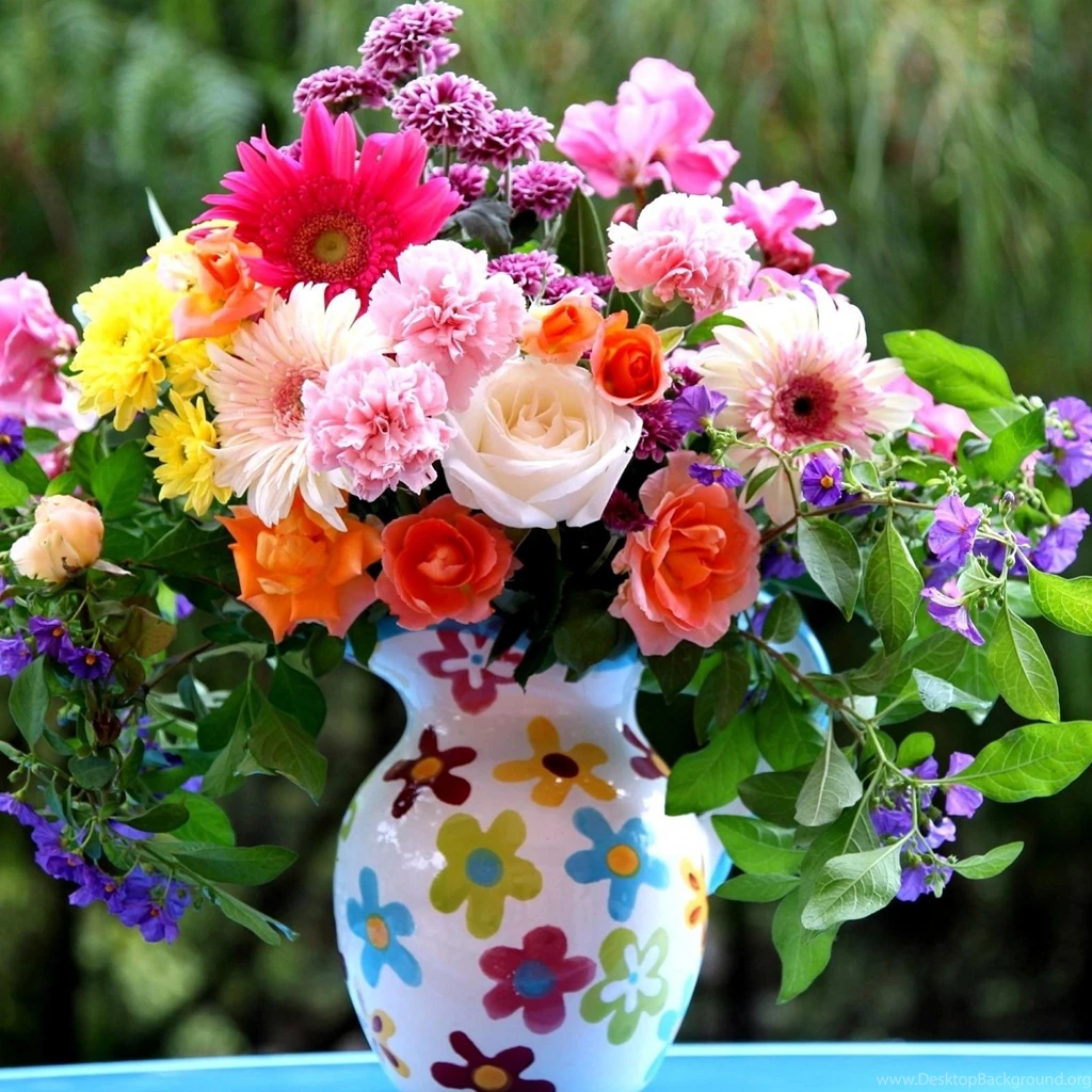Download Wallpapers 2048x2048 Roses, Gerberas, Carnations, Flowers ...