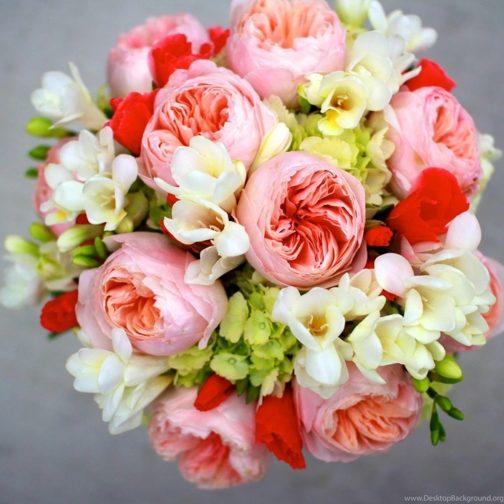 Download Wallpapers 2048x2048 Peony, Freesia, Hydrangea Bouquet ...