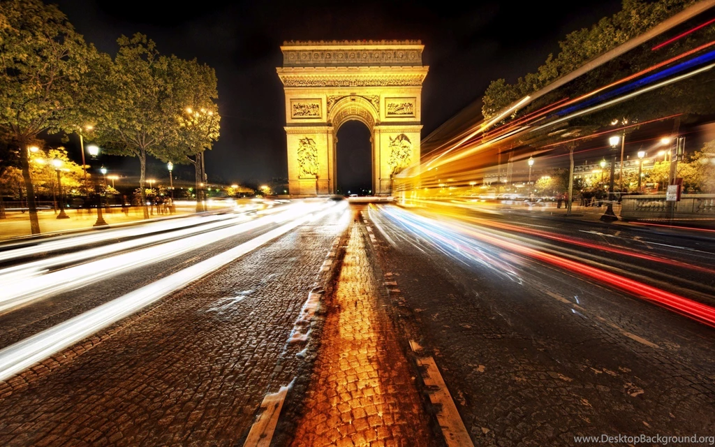 Arc De Triomphe, Paris, Timelapse, Street, Night : Desktop And ...