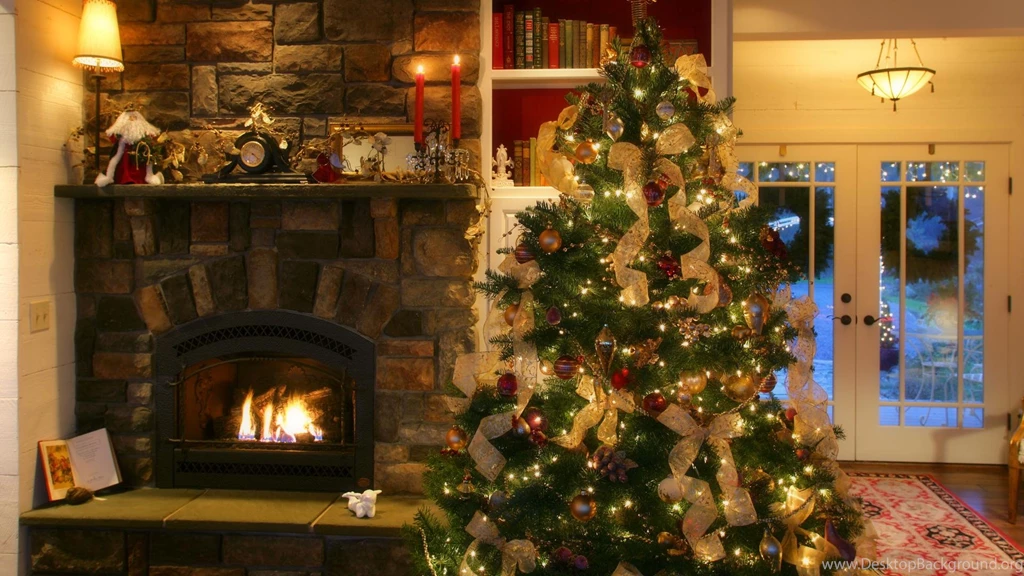 Top Christmas Tree Fireplace Furniture Wallpapers