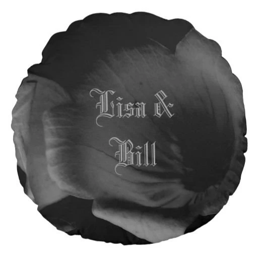 Elegant White Flowers Blackish Backgrounds Wedding Round Pillow ...