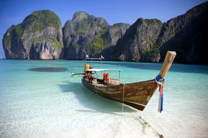 Boat Thai Beach Wallpapers Wall Mural