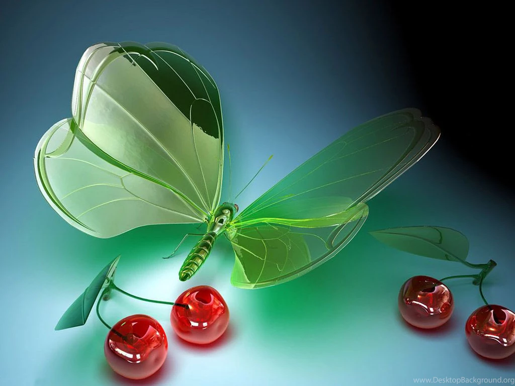 3D Glass Butterflies With Apple Free PPT Backgrounds For Your ...