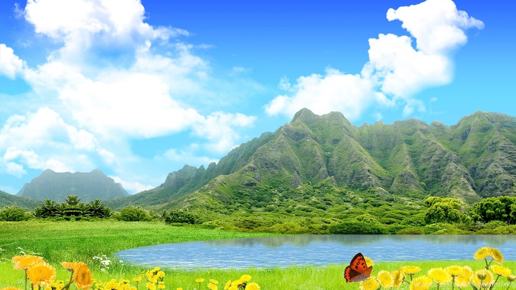 Download Wallpapers 3840x2160 Mountains, Lake, Sky, Flowers ...