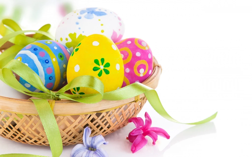 Spring Flowers And Easter Eggs