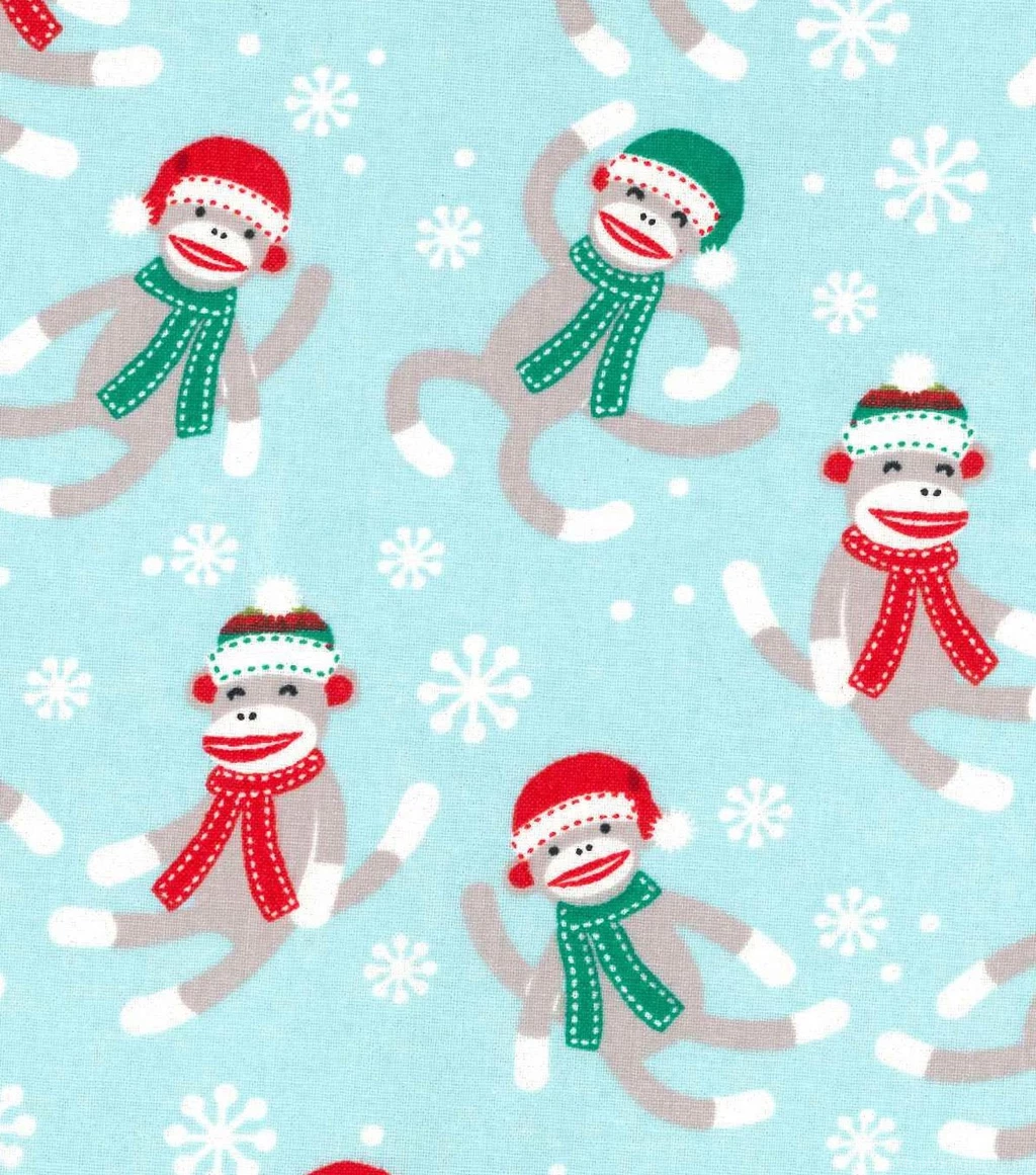 Holiday Inspirations™ Christmas Fabric Christmas Sock Monkey