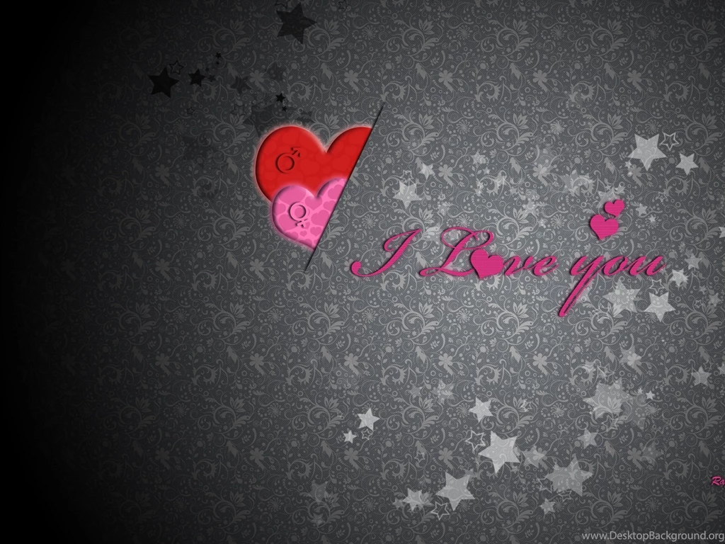 Sweet Love Poster, I Love You In Pink, Gray And Stars Backgrounds ...