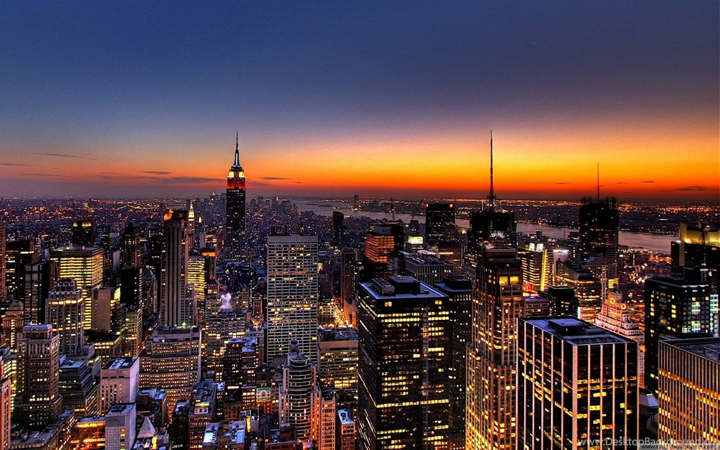 New York City Sunset And Waterfront Building Scenery