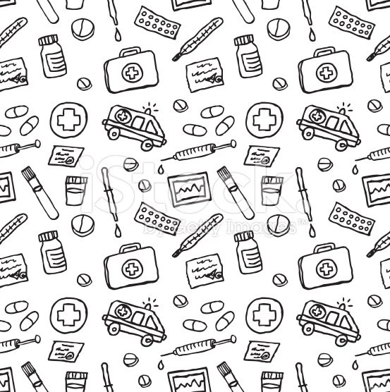 Wallpapers Medical Icons Black Seamless Pattern Stock Vector Art ...