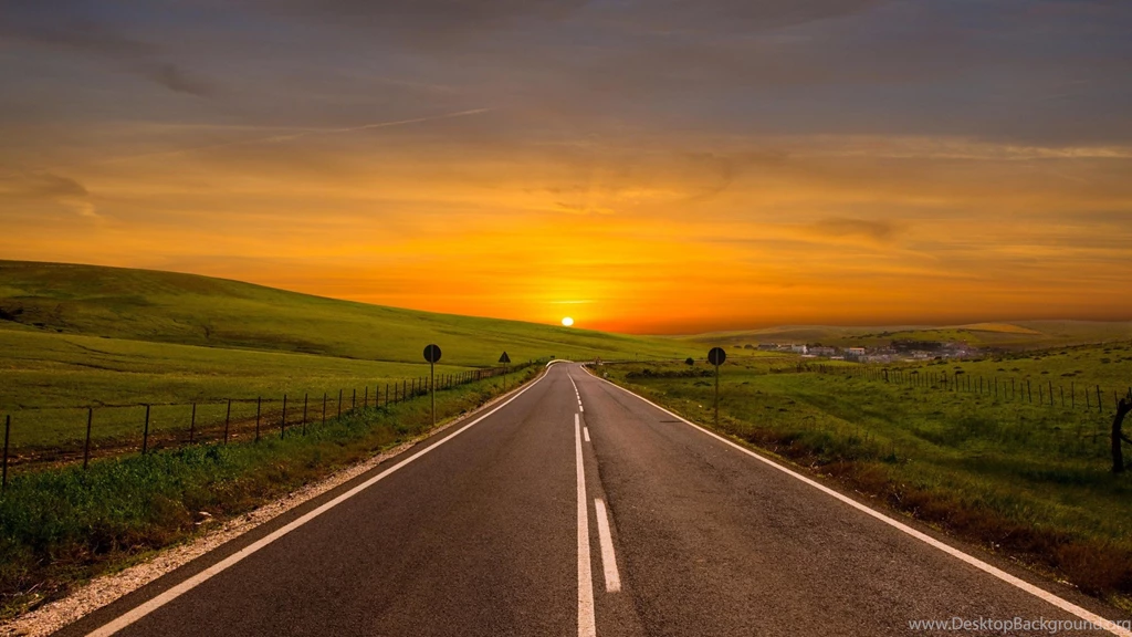 Download Wallpapers 2560x1440 Road, Bending, Marking, Sunset, Sky ...