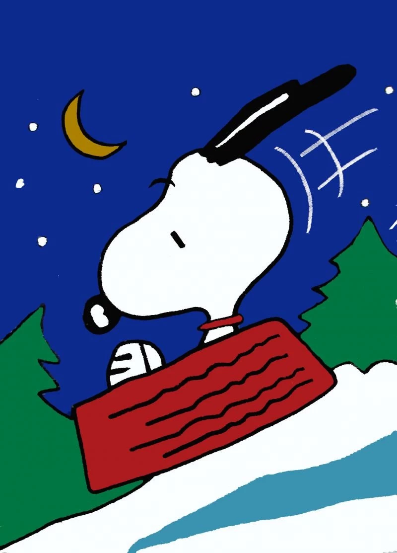 SNOOPY SLEDDING Flag: Snoopn4pnuts.com