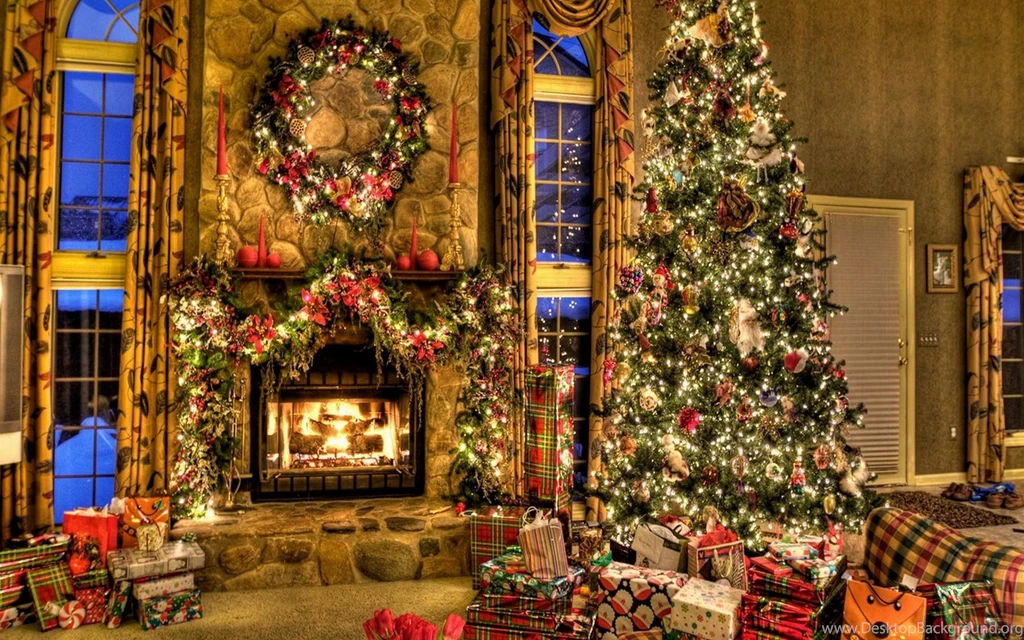 Download Wallpapers 3840x2400 Tree, Christmas, Presents, Fireplace ...