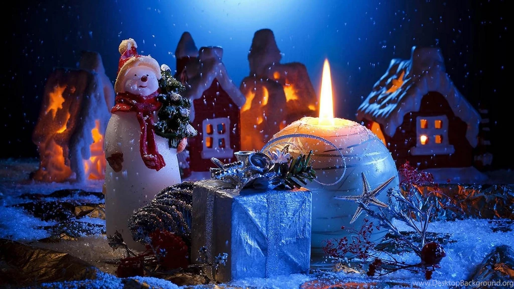 Download Wallpapers 3840x2160 Candle, Snowman, Gift, Home, Holiday ...