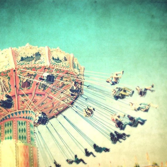 Carnival Photography Kids Room Decor Whimsical Print Aqua Peach ...