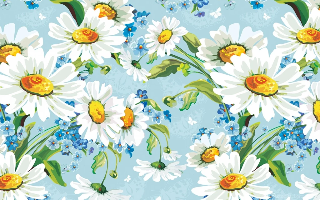 Download Wallpapers 1680x1050 Background, Drawing, Flowers, Daisies ...