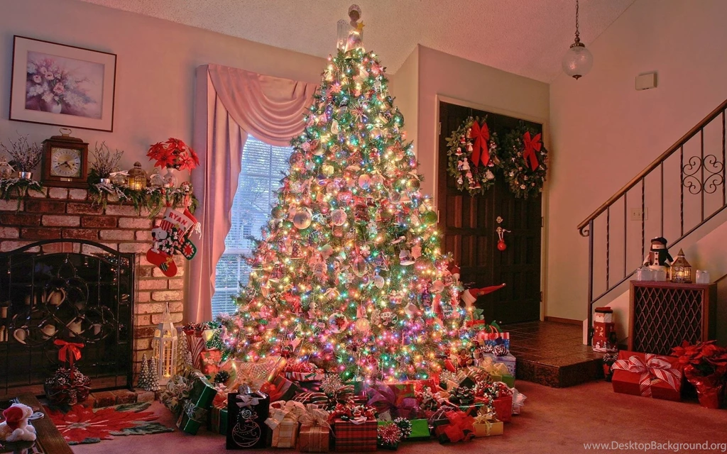 Decoration Seasonal Lights Houses Festive Wallpapers