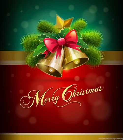 Merry Christmas bells and bow background vector.jpg