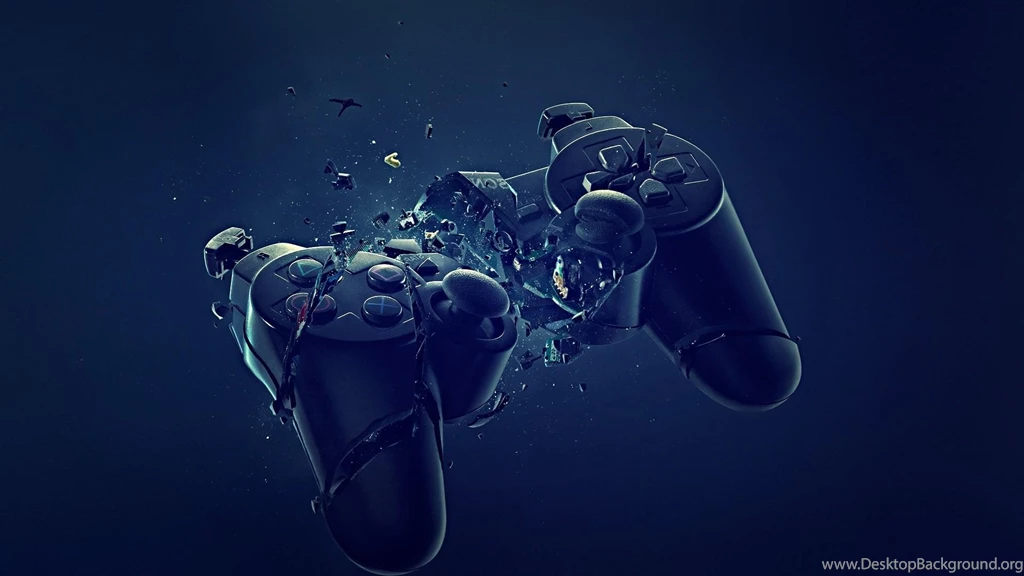 Abstract Blue Black Dark Broken PlayStation Joysticks Controller ...