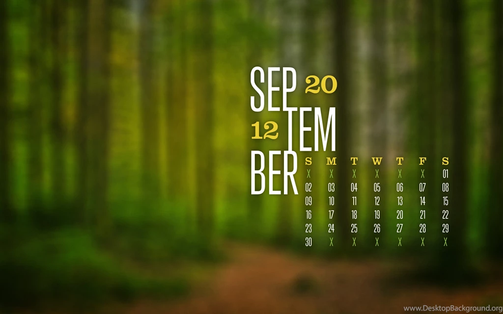 September 2012 Desktop Calendar Wallpapers