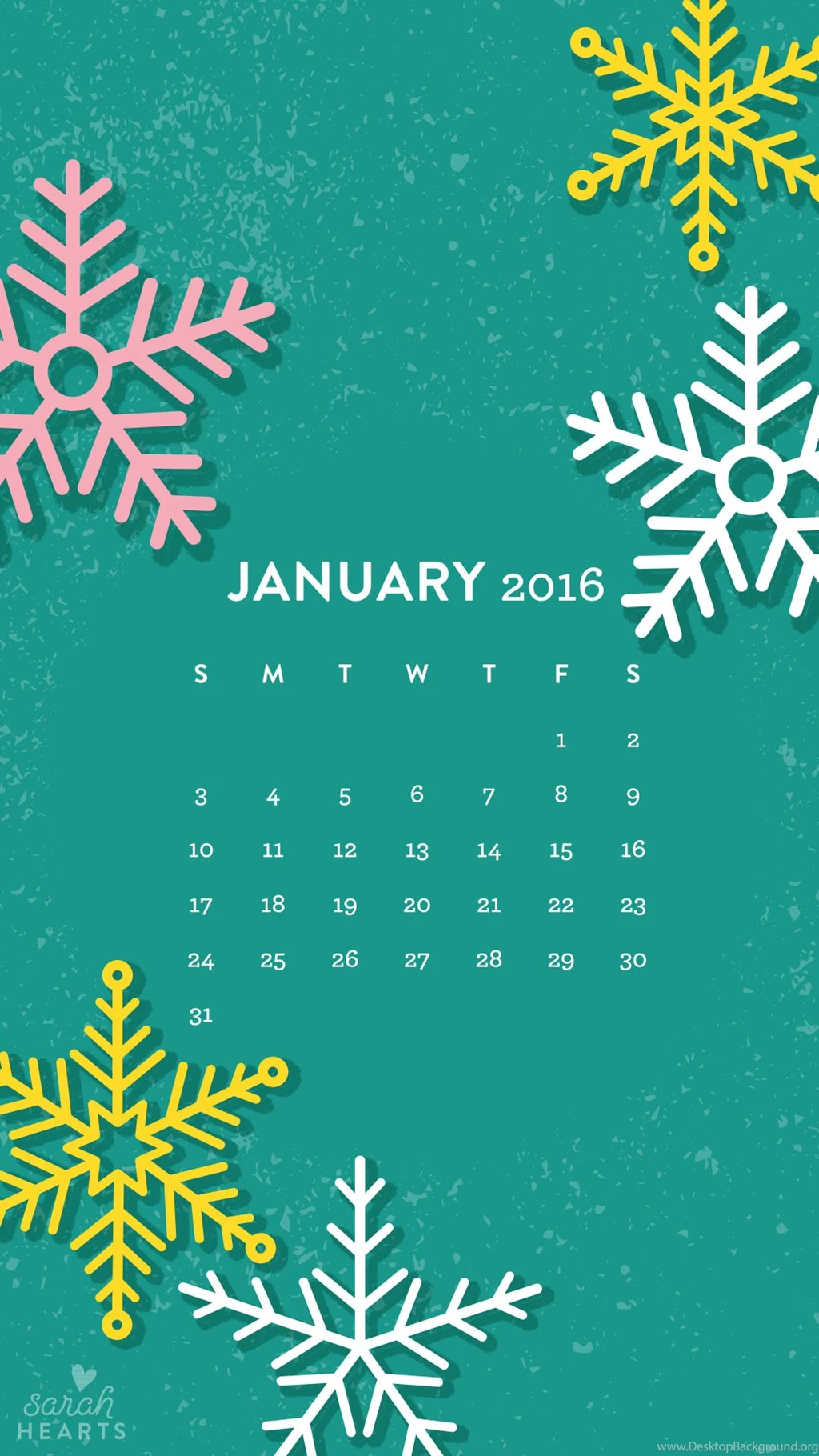 January 2016 Calendar Wallpapers Sarah Hearts