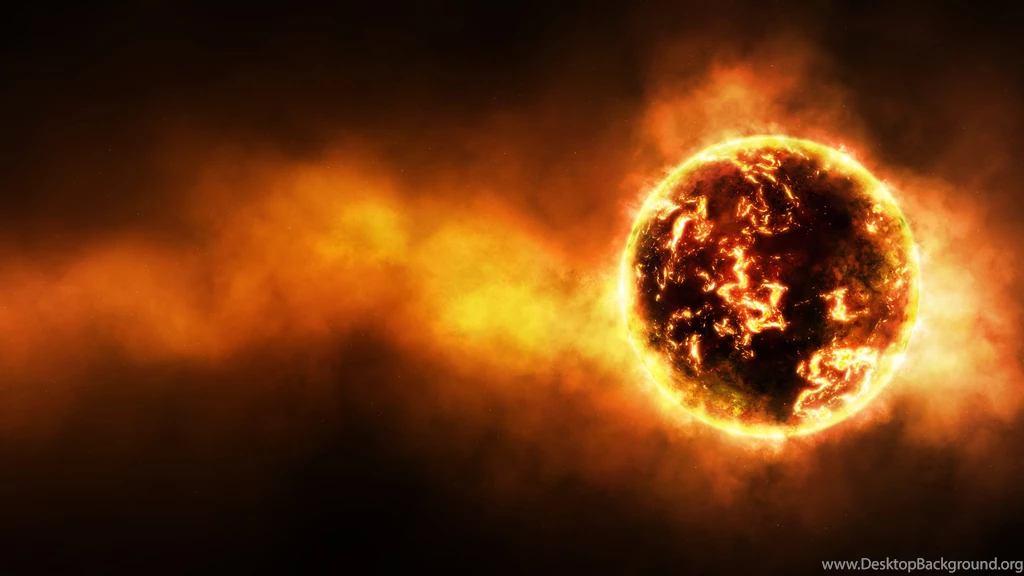 Wallpapers Ball Of Fire Outer Space Planets Glow Fireball ...