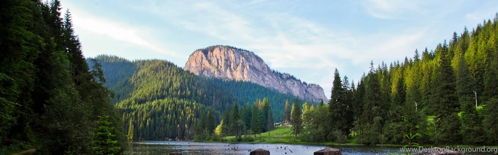 Download Wallpapers 3840x1200 Mountain, Forest, River, Trail Dual ...