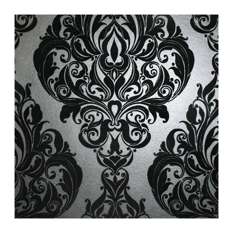 Kinky Vintage Black Flock Wallpapers