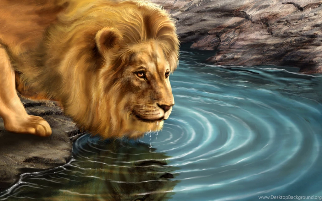 CGI Rendered Lion Drinking Water Wallpapers Hd 2880x1800 509 HD ...