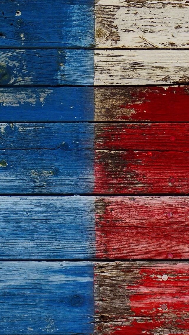 RED, WHITE AND BLUE WOOD, IPHONE WALLPAPER BACKGROUND