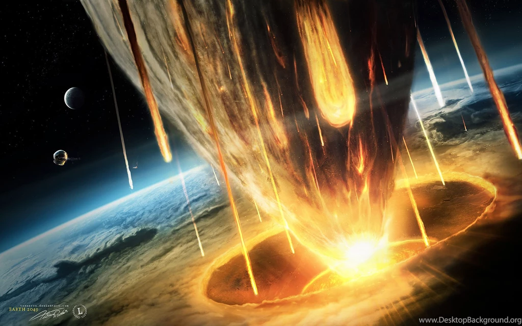 Asteroid Hitting Earth   Wallpaper.