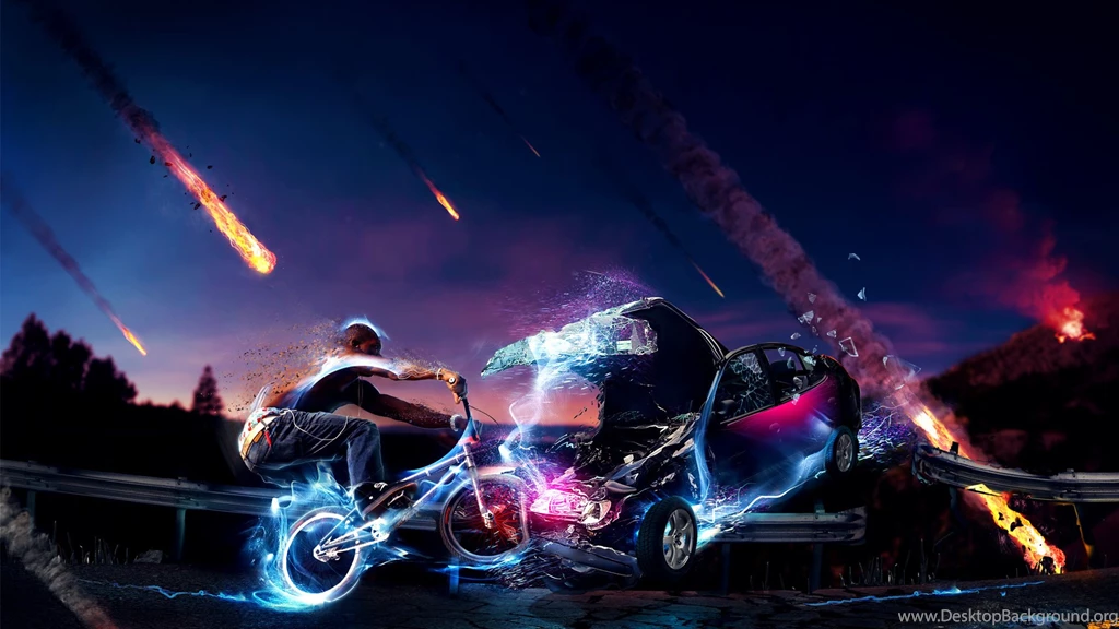 1920x1080 Meteorites, Road, The Sky, Machine, Neon, Bike, People ...