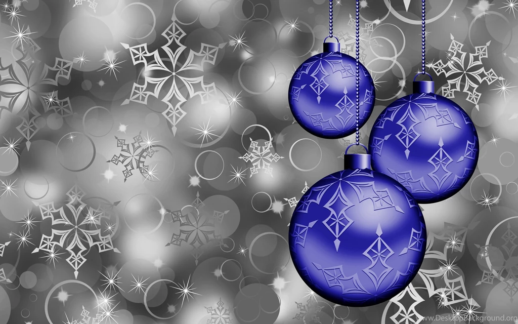 Blue Christmas Tree Balls On A Gray Backgrounds On Christmas ...